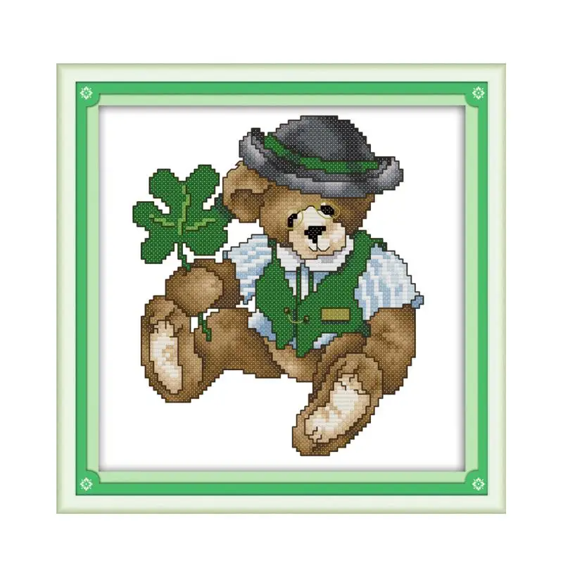 12 pattern bears cross stitch kit Christmas cartoon animal bear 14ct 11ct count print canvas embroidery DIY handmade needlework