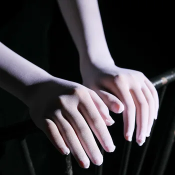 כפפות רשת אלסטיות גבוהות ושקופות לנשים וגברים בצבע לבן שחור עם רשת דקה ונושמת