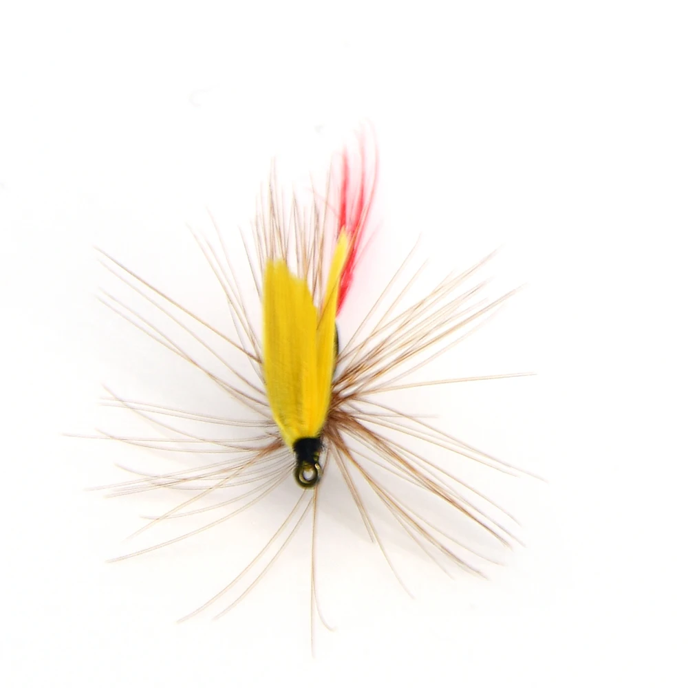 MNFT 10PCS 12# Fishing Dry Flies Lures Trout Flies  Yellow Wings Zebra Yellow Wing Red Tail May  Fly Fishing Lure