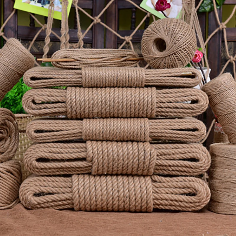 10M 1mm-12mm Natural Jute Rope Twine Rope Hemp Twisted Cord Macrame String DIY Craft Handmade Decoration Pet Scratching