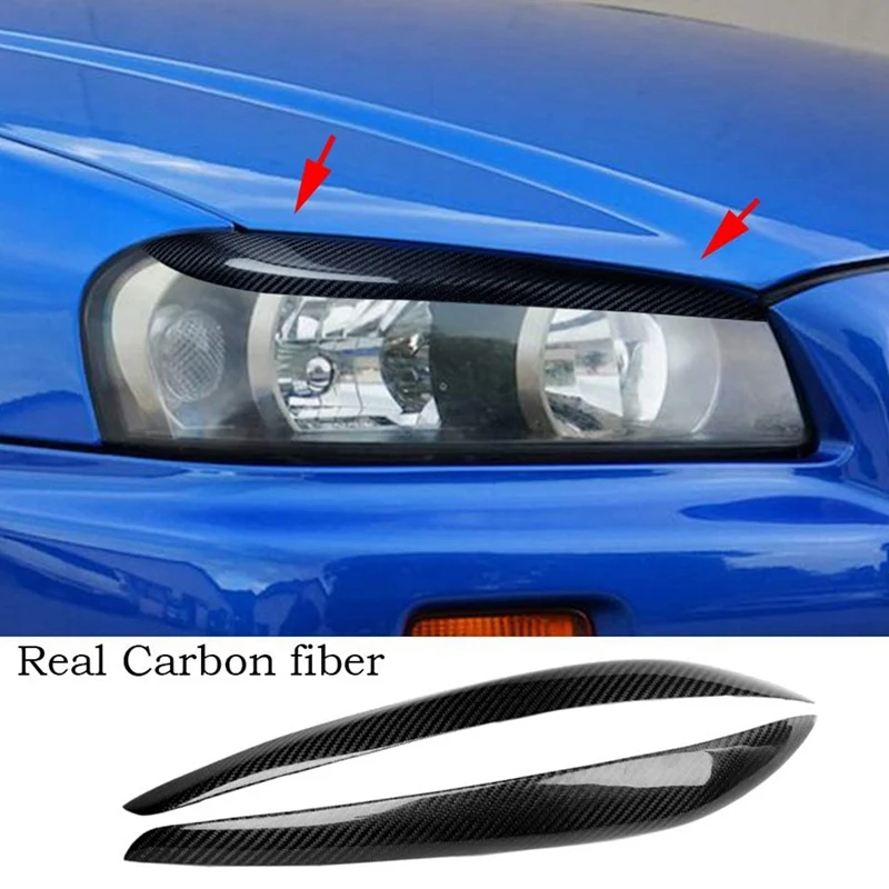 Car Styling Headlight Eyebrows Eyelids Stickers Trim for Nissan Skyline R34 GTR GT-T 1999 2000 2001 2002