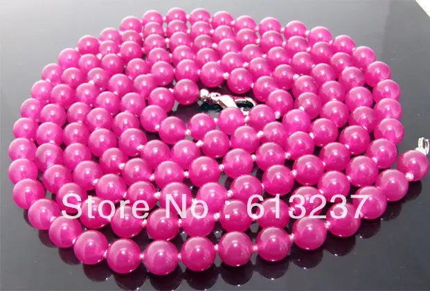 Hot new 2021 Fashion Style diy 8mm pink carnelian onyx agat stone Round Beads Knotted  Necklace Long 58\