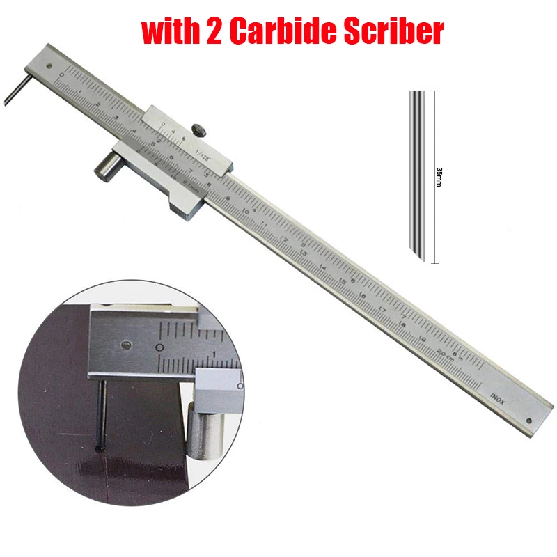 0-200mm 8inch Parallel Cross Vernier Caliper With 2 Carbide Scriber/Needle Marking Gauging Ruler Marking Measuring Instruments