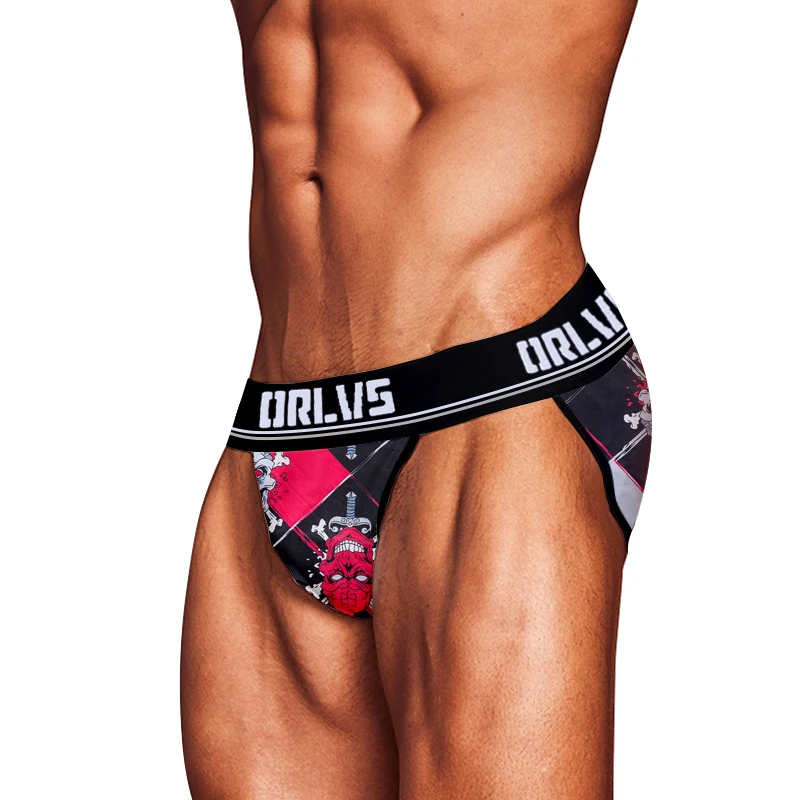 ORLVS Men\'s Underwear Men Sexy Briefs Jockstrap Pouch Cuecas Man Cotton Panties Thongs Mesh Underpants Gay Slip Homme Srting