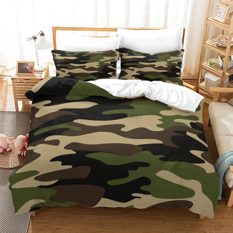 Army Green Camouflage 3D Bedding Set Print Duvet Cover Sets with Pillowcase Home Textile Single Double Twin Full Queen King Size