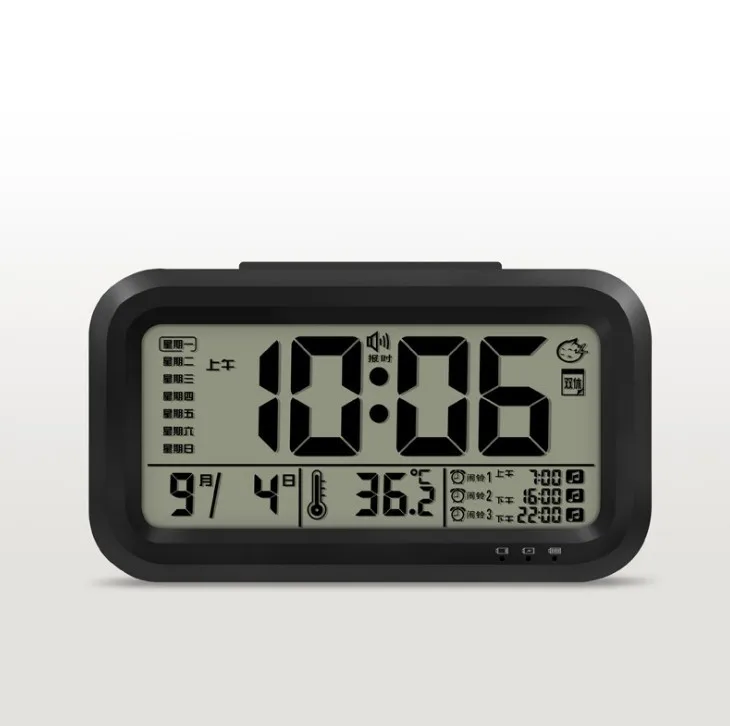 Rechargeable electronic alarm clock for bedroom, Dual alarm with Workdays/Weekends Setting, Snooze, Small Travel clock