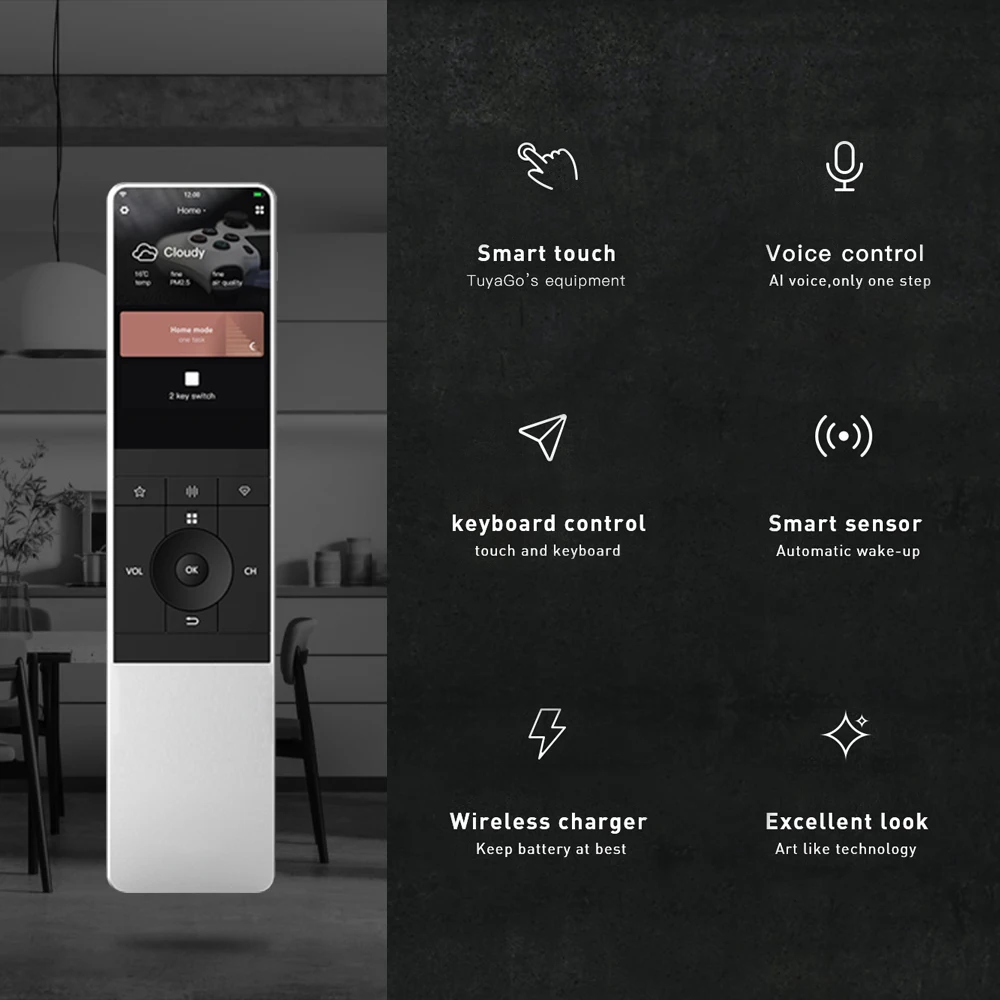 Intellithings Tuya WiFi IRemote Controller Control de voz, dispositivos inteligentes para el hogar con pantalla táctil HD, Base de carga inalámbrica