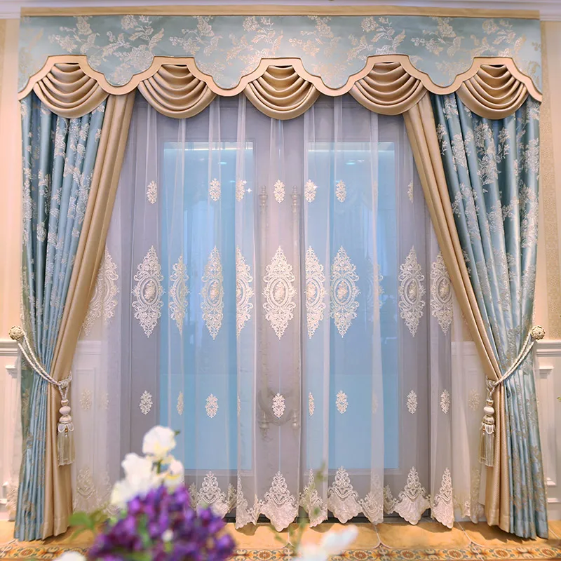 

High-quality custom jacquard Blackout curtains for Living Room Windows European style classic High shade curtains for Bedroom