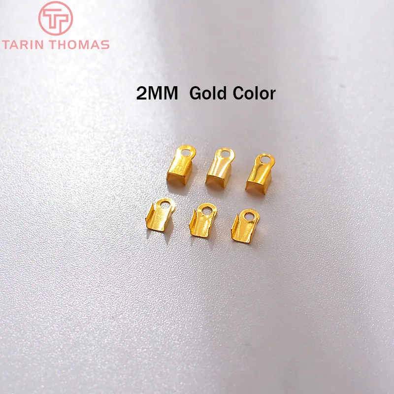 (3937)10g, 2MM 4MM  Iron Crimp End Caps & Clasps Cord or Ribbon Connect Clasps Jewelry Accessories Wholesale