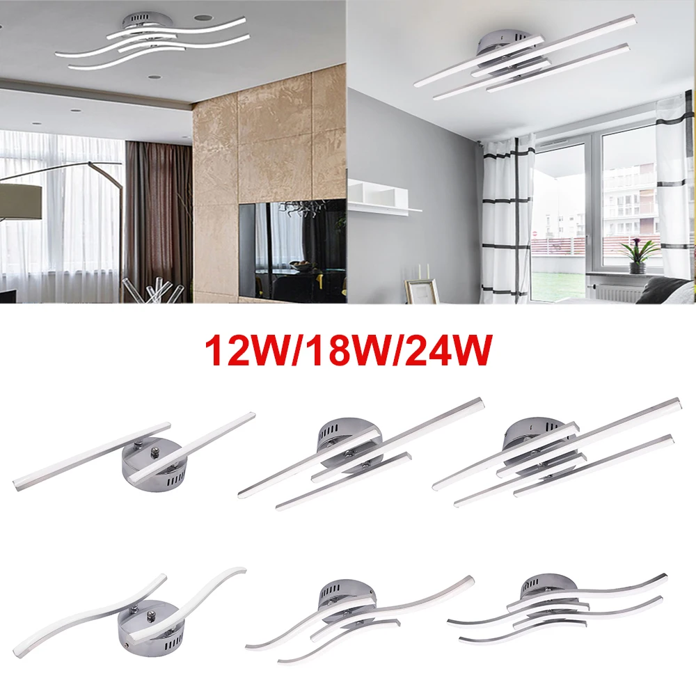 

AC85-265V Modern Ceiling Lamp 12W 18W 24W Wave Parallel Aluminium Ceiling Light for Bar Restaurant Dedroom Living Room Decor