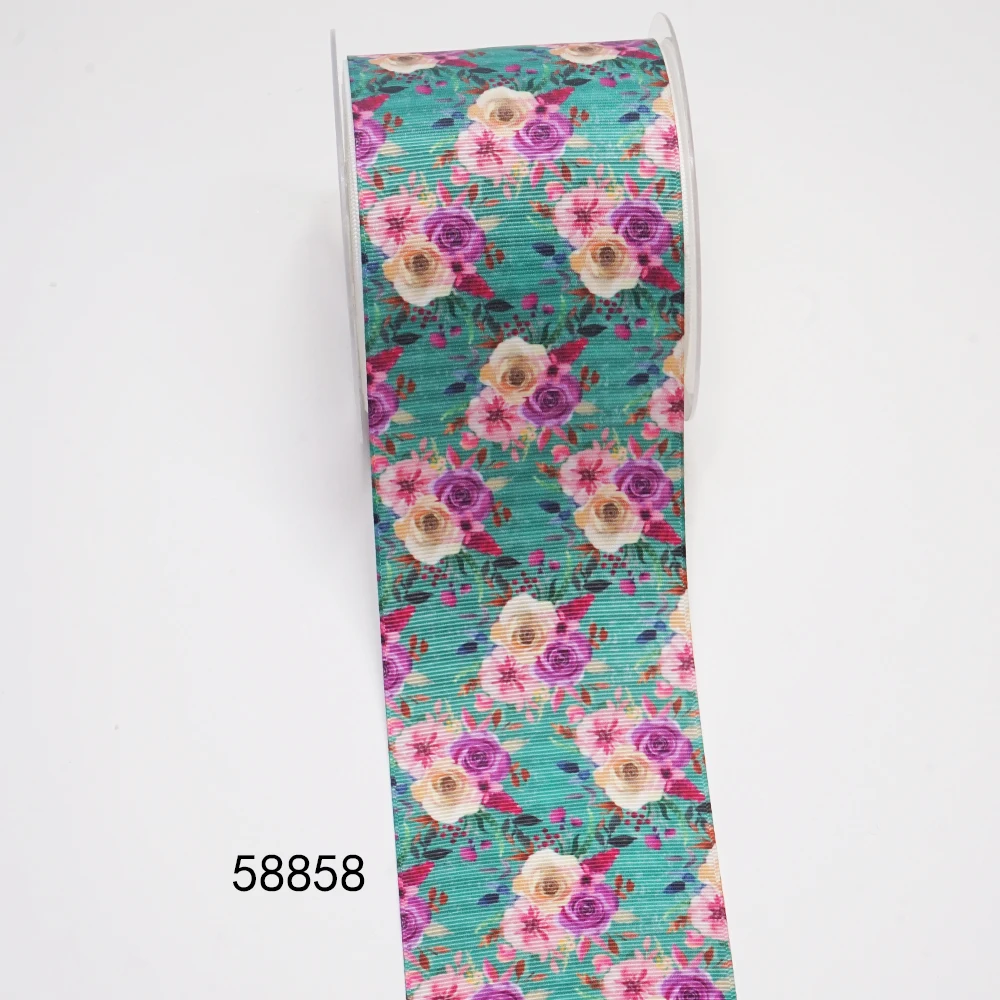 DIY Cartoon Flower Printed Grosgrain Ribbon For Craft Supplies Sewing Accessories 5 Yards, Planar Resins 10 Pieces. 58858