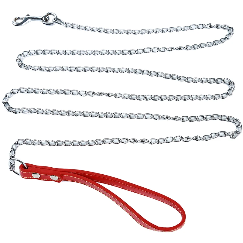 Cadena de Metal antimordeduras para perros pequeรฑos, medianos y grandes, Correa con mango, accesorios para mascotas