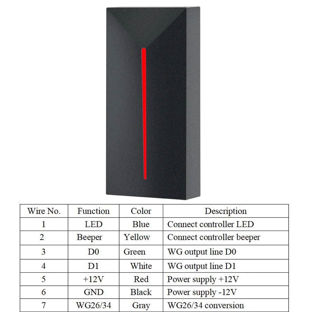 Access Control Proximity Card Reader 13.56MHZ/125KHZ Small Wiegand Card Reader IP68 Waterproof Long Range RFID Card Reader