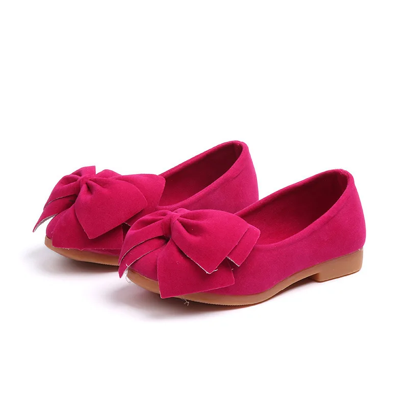 2021 1 3 4 5 6 7 8 9 10 11 12 Years Fashion Bow Toddler Girl Elegant Party Dress Suede Shoes For Children Spring Kids Flat Shoes