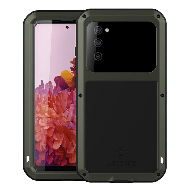 

For Galaxy S20 FE S21 S21Plus S2Ultra Case Lovemei Aluminum Metal + Gorilla Glass Shock Drop Heavy Duty Protection Doom Armor