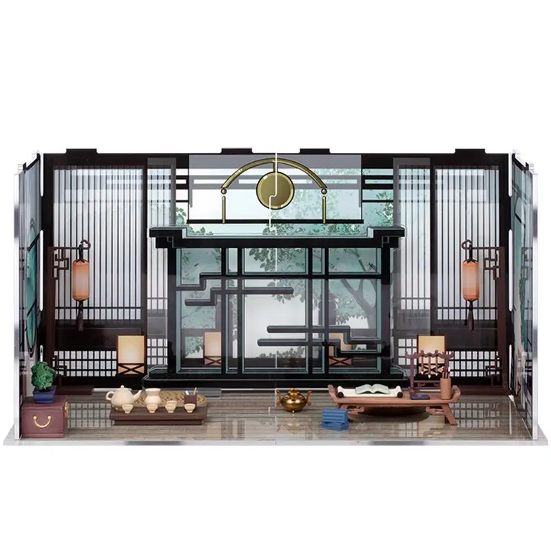 New Wooden Dollhouse Miniature with Furniture Kit Antiquity Tea Room Doll Houses DIY Assembly Toy Children Birthday Gift Casa