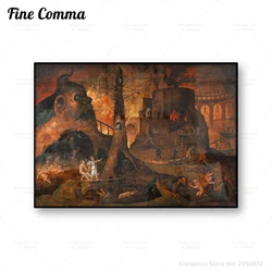 An Angel Leading a Soul into Hell A Follower of Hieronymus Bosch Vintage Poster Gothic Wall Art Canvas Print Painting Home Decor