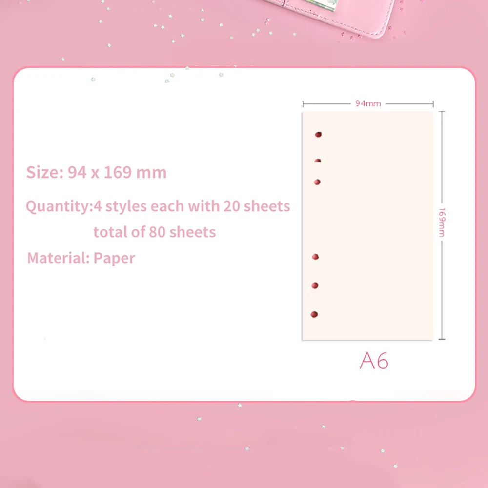 A6 Leuke Roze Losbladige Notebook Refill Spiraal Bindmiddel Planner Binnenpagina Binnen Papier Zuivelplan Te doen Lijn Dot raster