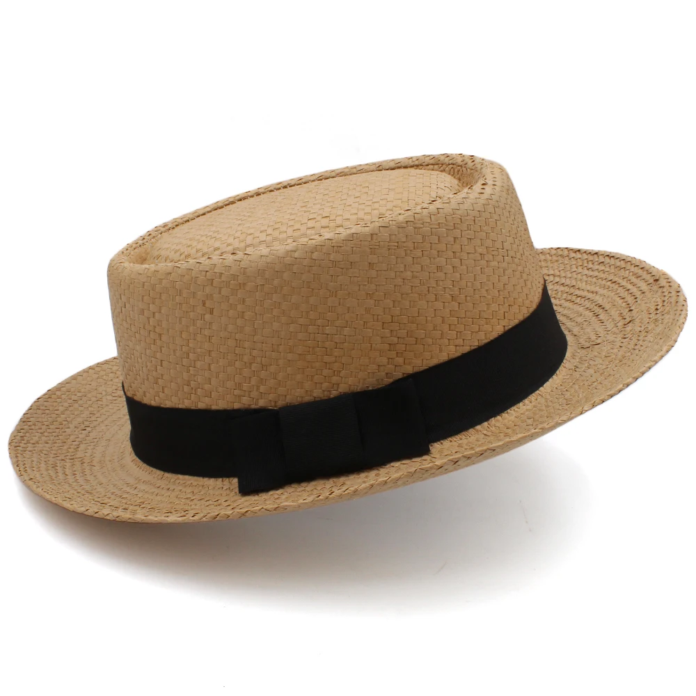 Larger Size US 7 1/2 UK XL Men Women Classical Straw Pork Pie Hats Fedora Sunhats Trilby Caps Summer Boater Beach Travel Party