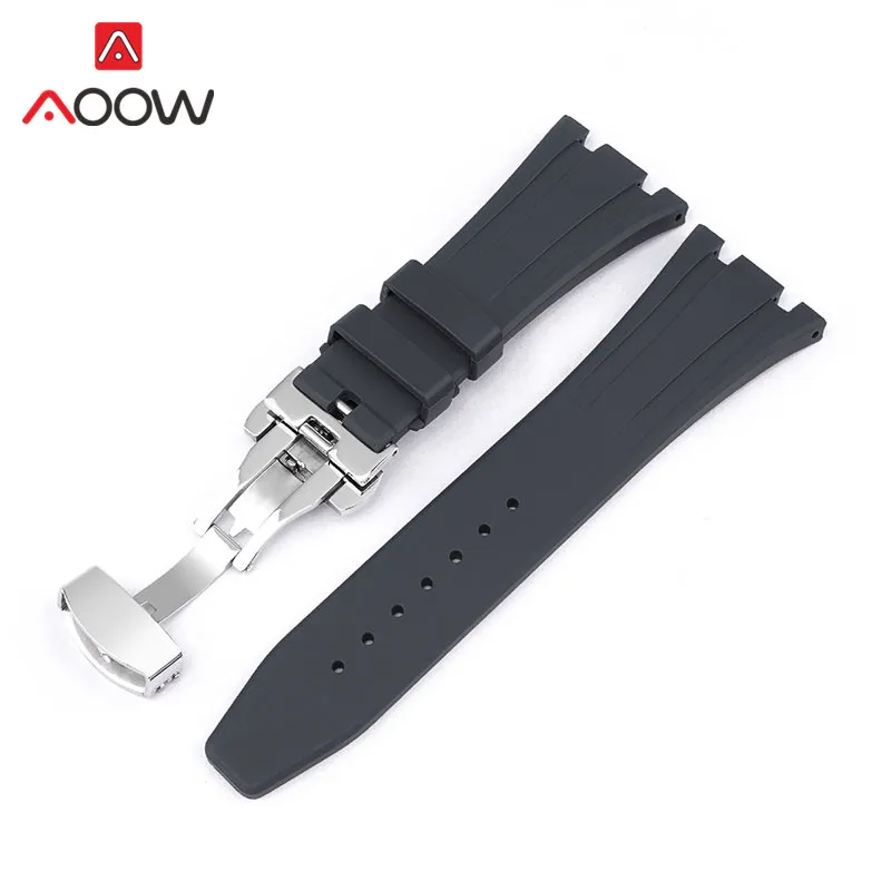 Rubber Strap 26mm for Audemars Piguet Royal Oak 15400 15703 Butterfly Buckle Camo Men Replacement Bracelet Watch Band for AP