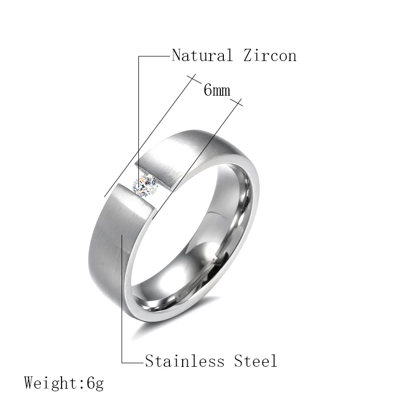 Kinel Trendy Steel Ring For Men Natural Zircon Engagement Rings for Couples Stainless Steel Men Wedding Gift