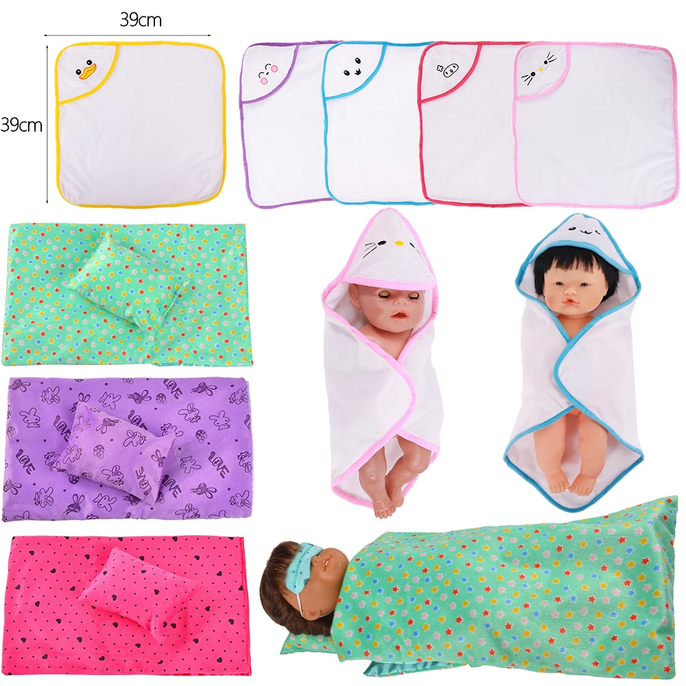 Sleeping Bag + Pillow + Eye Mask For 14-18 Inch Girl Doll Clothes 43 Cm Born Baby Doll Items Accessories Nenuco Our Generation