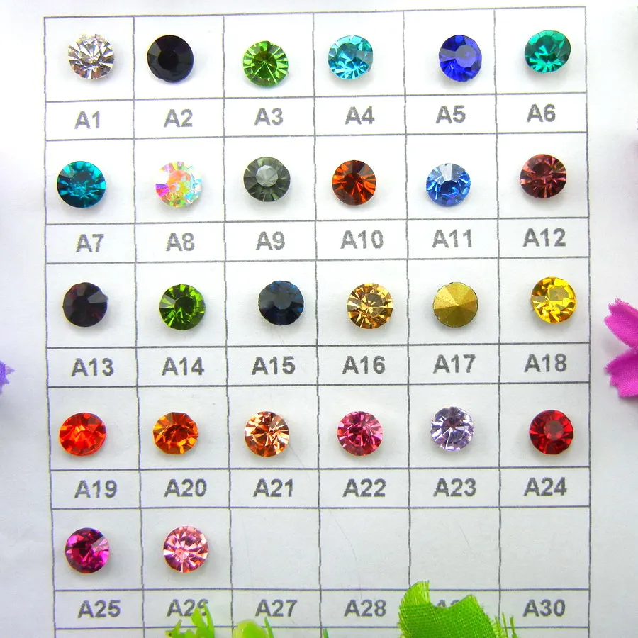 Glaskristall 9 Größen Point Back Schöne Farben Strassperlen Zum Aufkleben Runde Form Handgemachtes Kunsthandwerk Ornament DIY Verzierung – Detail 5