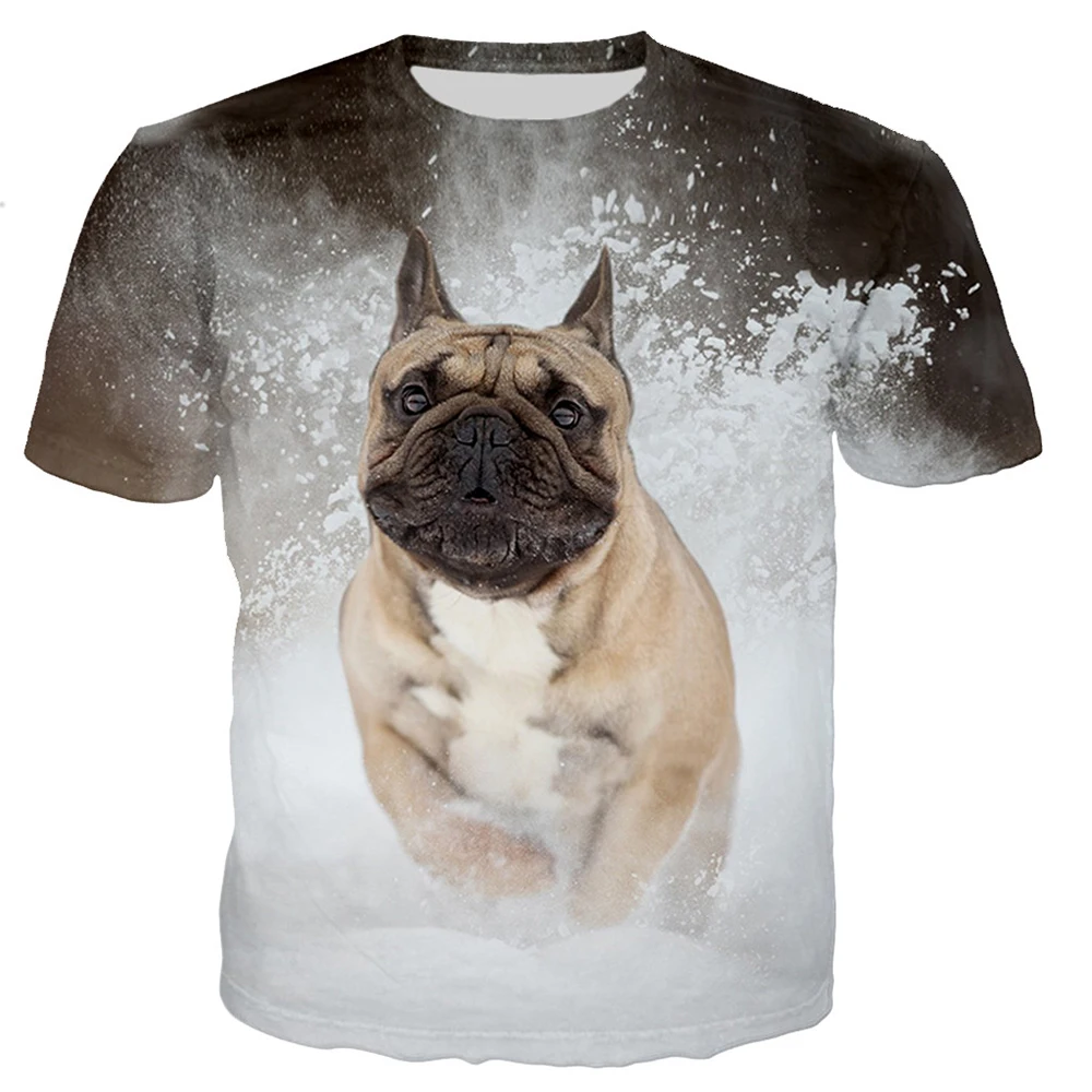 2021 Animal French Bulldog 3D Printed T-shirt Men Women Summer Fashion Casual Short Sleeve Harajuku Streetwear Oversized Tops