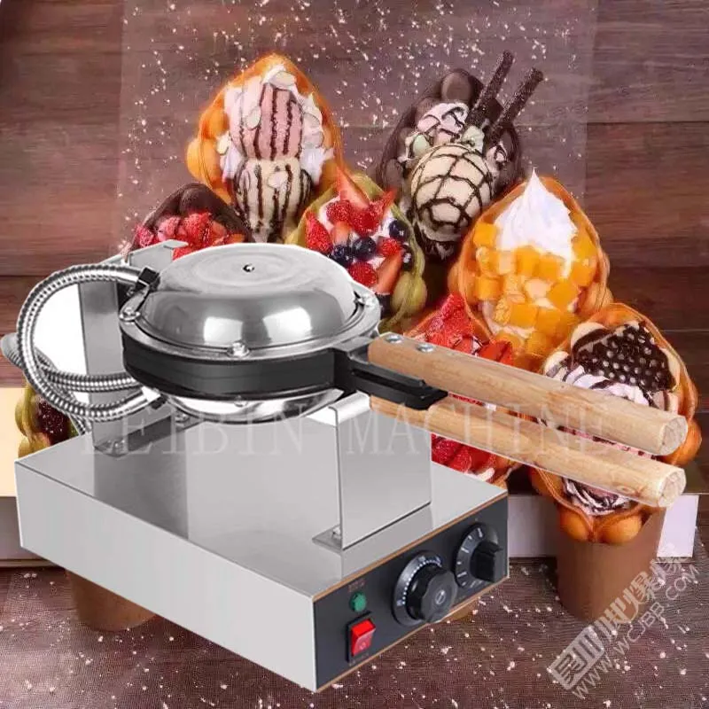 220V Personalized Commercial Electric Used Thin Egg Making Machine HongKong Eggettes Puff Cake Bubble Waffle Maker