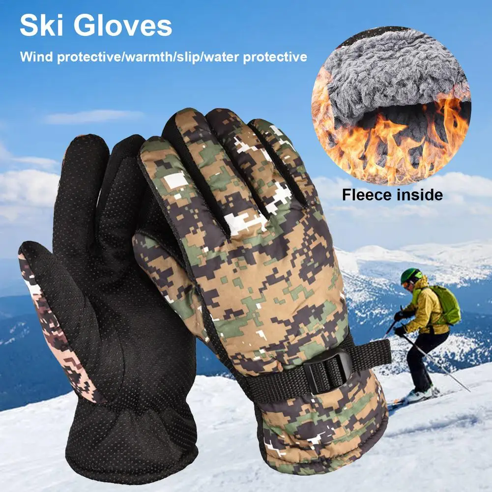 Hunting Gloves Full Finger Gloves Anti-Slip Camo Glove Outdoor Hunting Camouflage Warm Gloves For Cold Weather Outdoor Ski Hiki