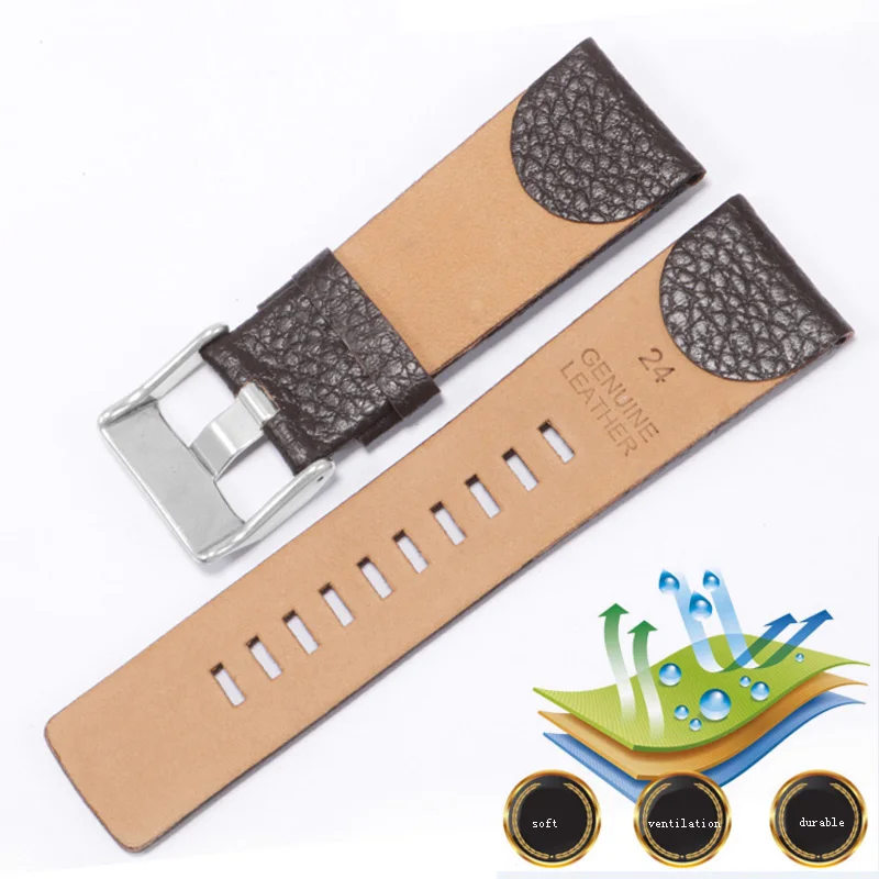 Lichee Pattern Genuine Leather Strap Replacement Diesel DZ4323 DZ1657 DZ1405 Men's Watch Accessories 24 26 28 30mm