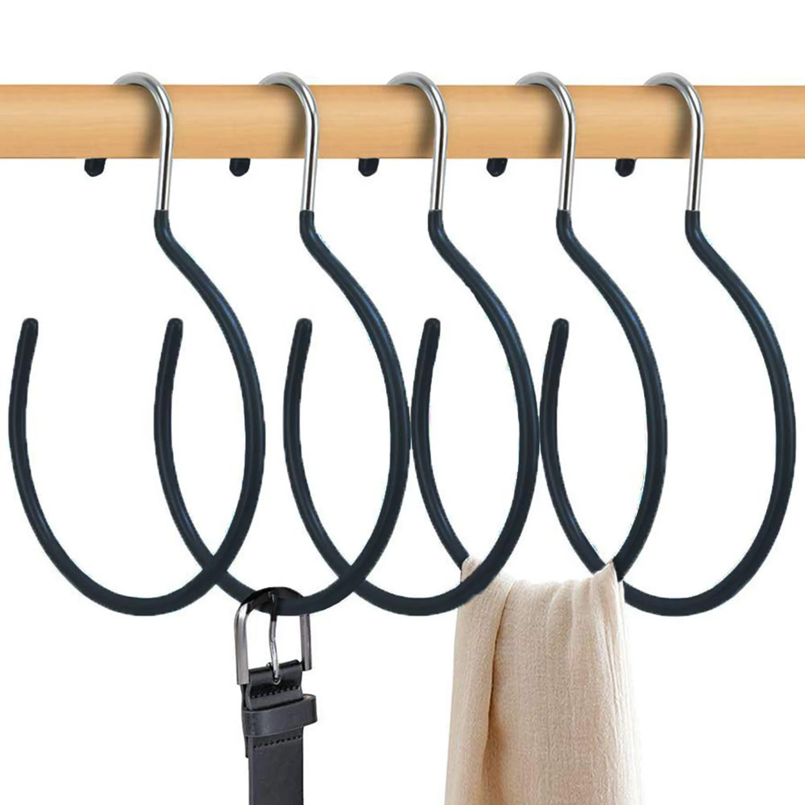 1PC New Metal Non-Slip Belt Rack Scarf Ring Hangers Ties Hanging Hook Closet Organizer Accessory Holders Non-Snag