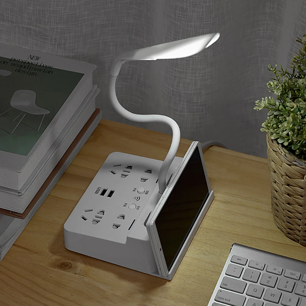 Tira de alimentación de carga rápida múltiple, enchufe inteligente con usb para enchufes del hogar y lámpara conmutable, lámpara Led de dormitorio para lectura, 220v