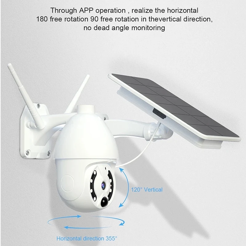 Boom TUSEC-Caméra de surveillance extérieure PTZ IP solaire 4G, dispositif de sécurité sans fil, avec détection de mouvement PIR et vision nocturne,