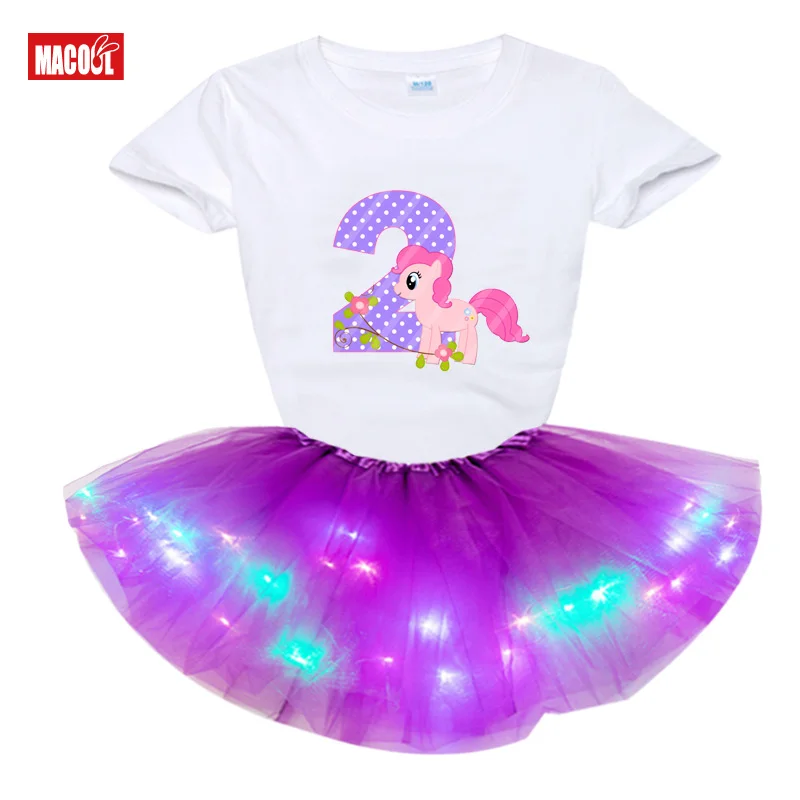 

Dress Summer Kids Baby Girls Cotton Tops T-shirt Short Skirts Dress Outfit Clothes Cartoon print Short T-shirt +Dress 2pcs Set