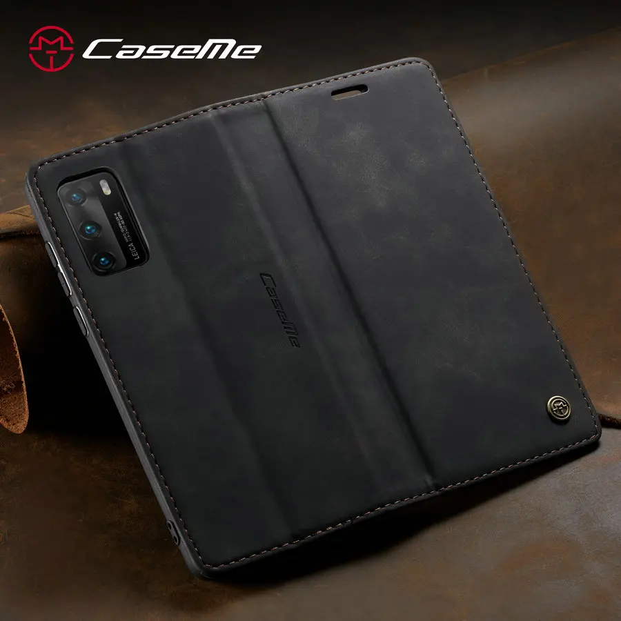 CaseMe Retro Flip Case for Huawei P50 P40 P30 P20 lite Luxury Business Full Cover for Huawei Mate 30 Pro P Smart Wallet Case