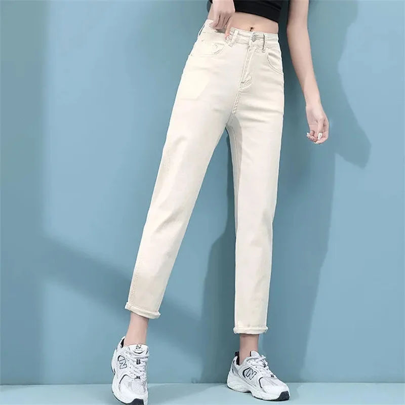 

Female Jeans Summer And Autumn 2023 Thin Candy Pink Loose Slim Shot Nine-Point Pants Slim Radish Pants Commuter DZ