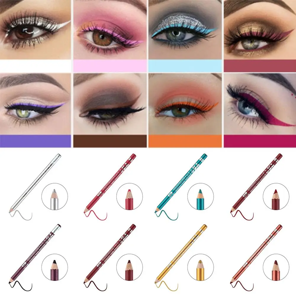 Makeup Beauty Matte Waterproof Long Lasting Pearl Pigment Lip Liner Pen Eye Shadow&Liner Pencil Glitter Colourful