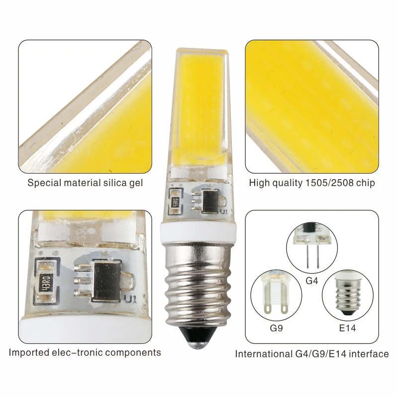 Imagem -05 - Mini Lâmpada Led Pode Ser Escurecido 220v 3w 6w Led g4 g4 Leds Lâmpada Lustre Luz Super Brilhante Cob Silicone Lâmpadas Ampola g9 10 Peças Lote g4