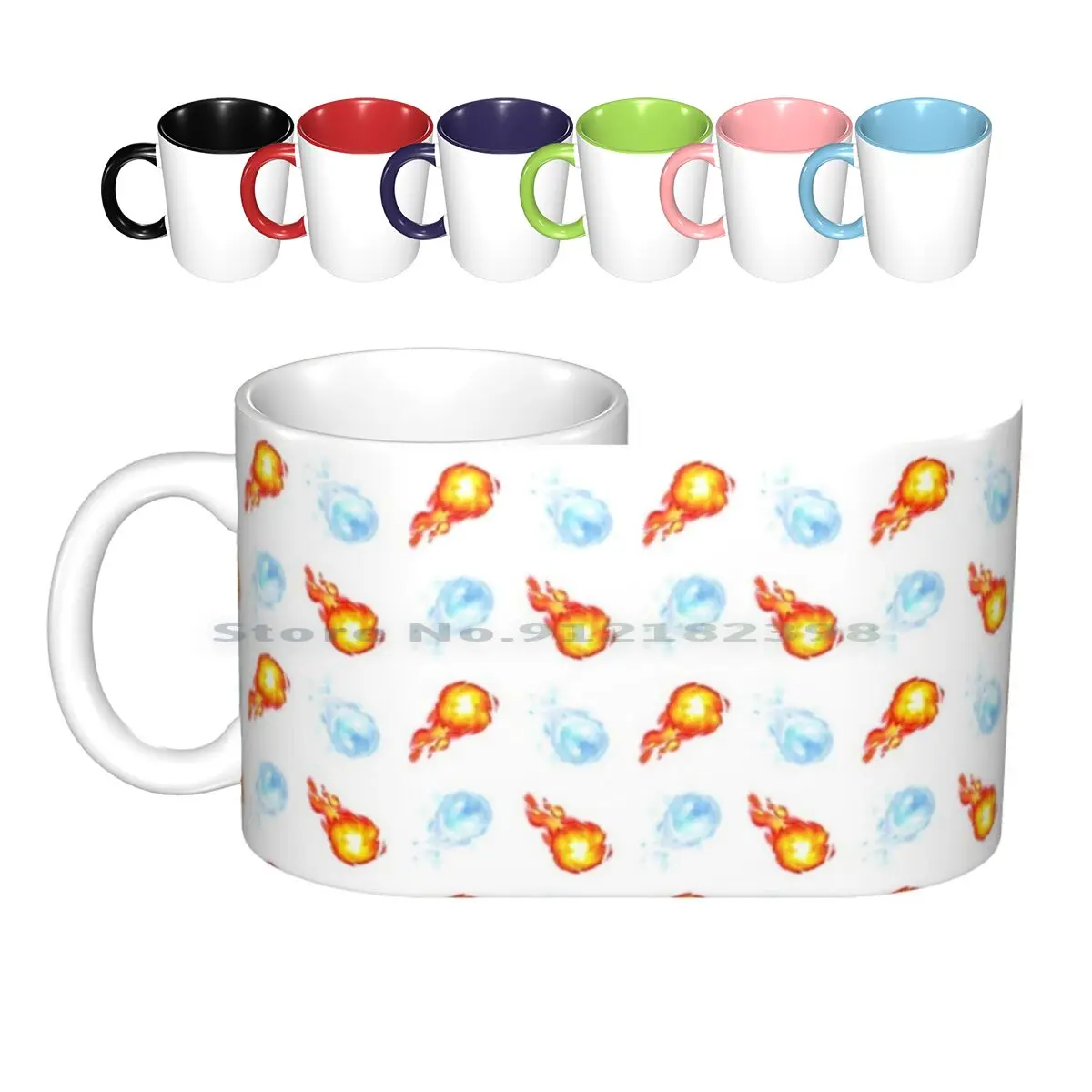 It’s Raining Fire & Ice Balls! Ceramic Mugs Coffee Cups Milk Tea Mug Pattern Party Super Bros Kart Brothers Super Fire Power