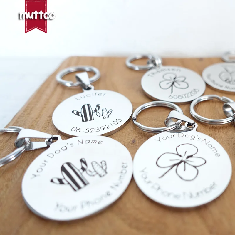Self-design personalized design stainless steel dog tag dog round tag can crave name tag dog tag for pet 3 styles