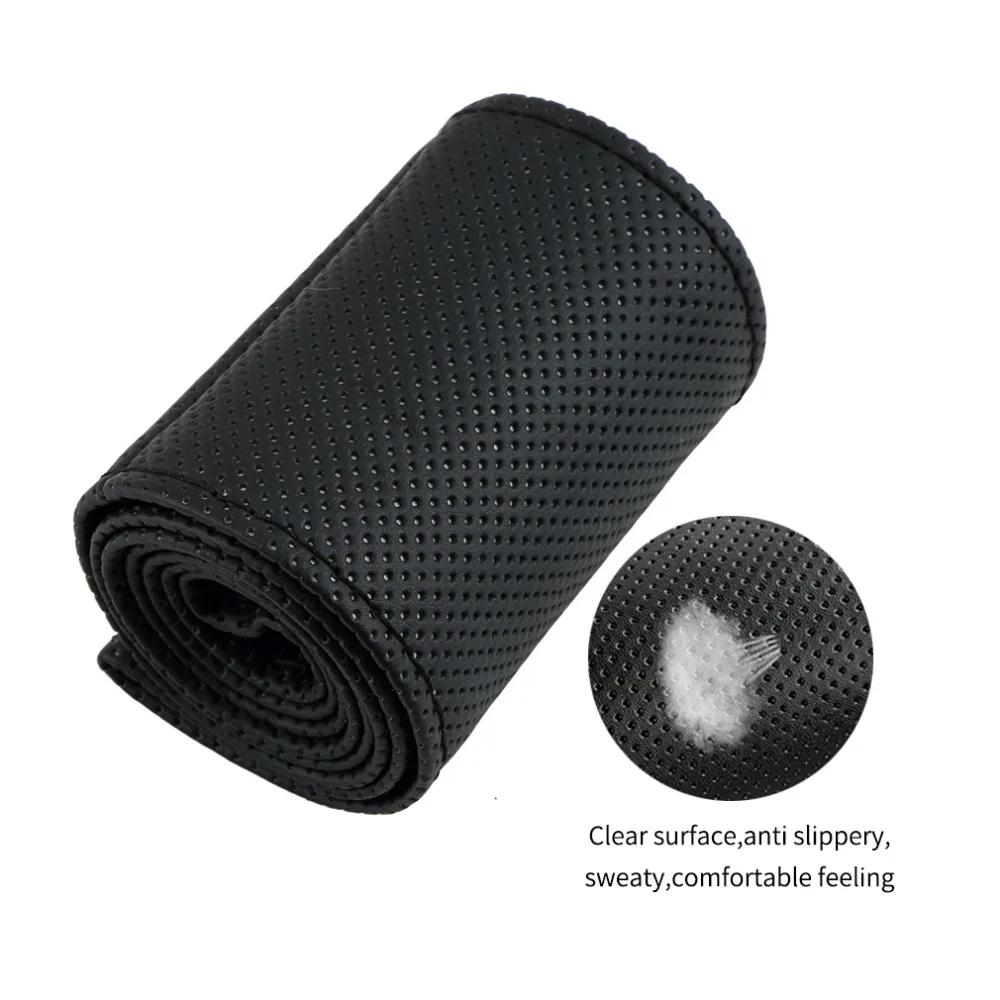 38cm DIY Car Steering Wheel Cover Fiber Leather with Needle Braid on Steering Wheel SkidProof Car Styling Interior Accessorie