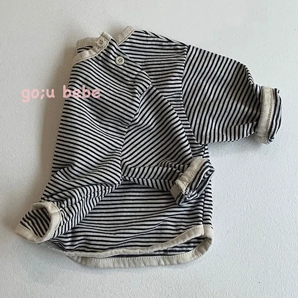 

Infant Cotton Soft Striped T-shirt Baby Buttons down round Neck Base Shirt girls tops girls shirt fashion clothes