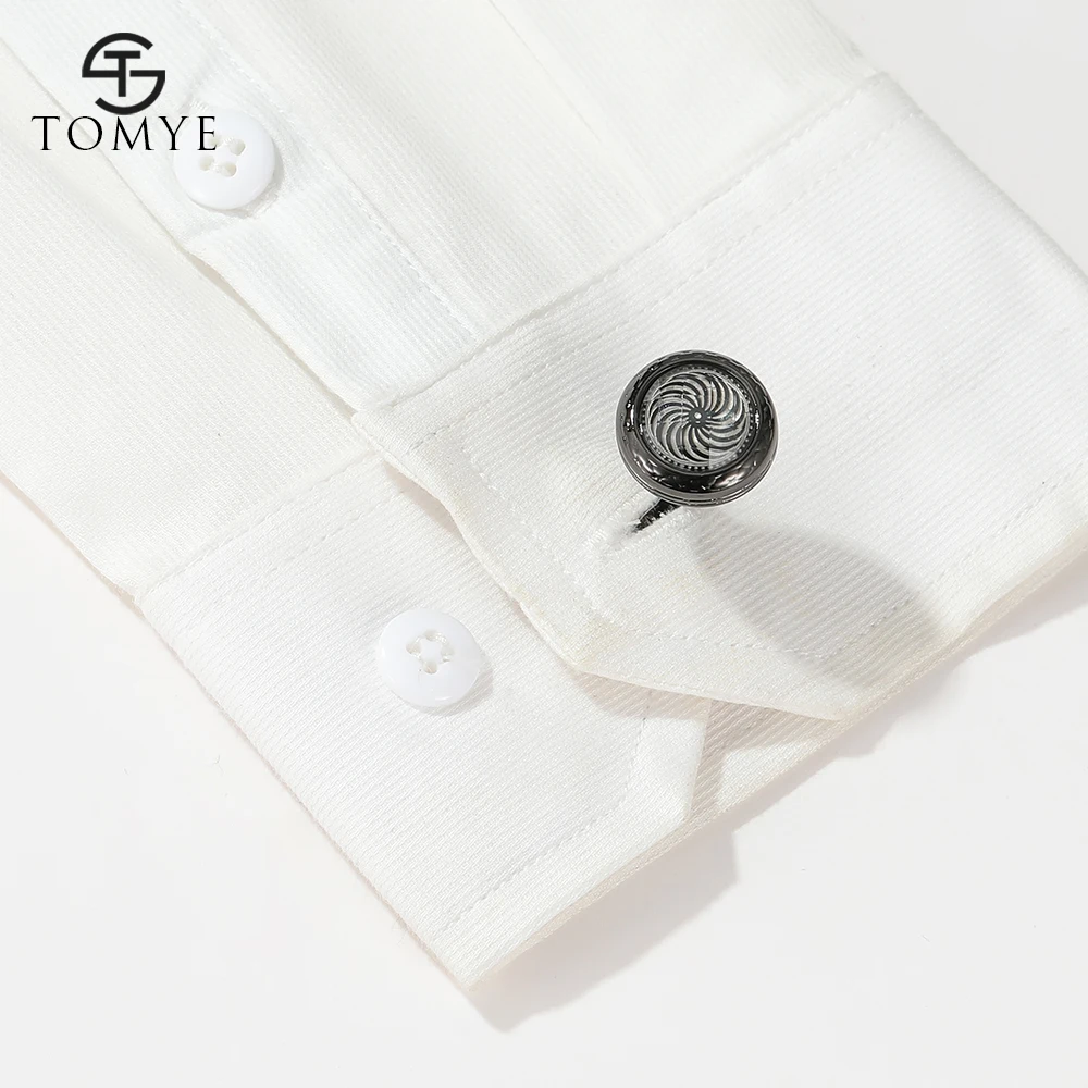 Cufflinks for Men TOMYE XK20S058 High Quality Fashion Round Metal Buttons Formal Dress Shirt Cuff Links for Wedding Gifts