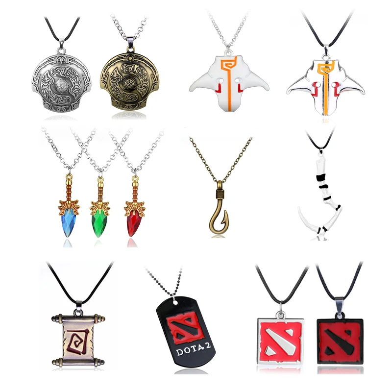 Game DOTA 2 Pendant Necklace DOTA2 Aegis of Champions Talisman of Evasion Aghanims Scepter Butterfly Sword Weapon Charm Necklace