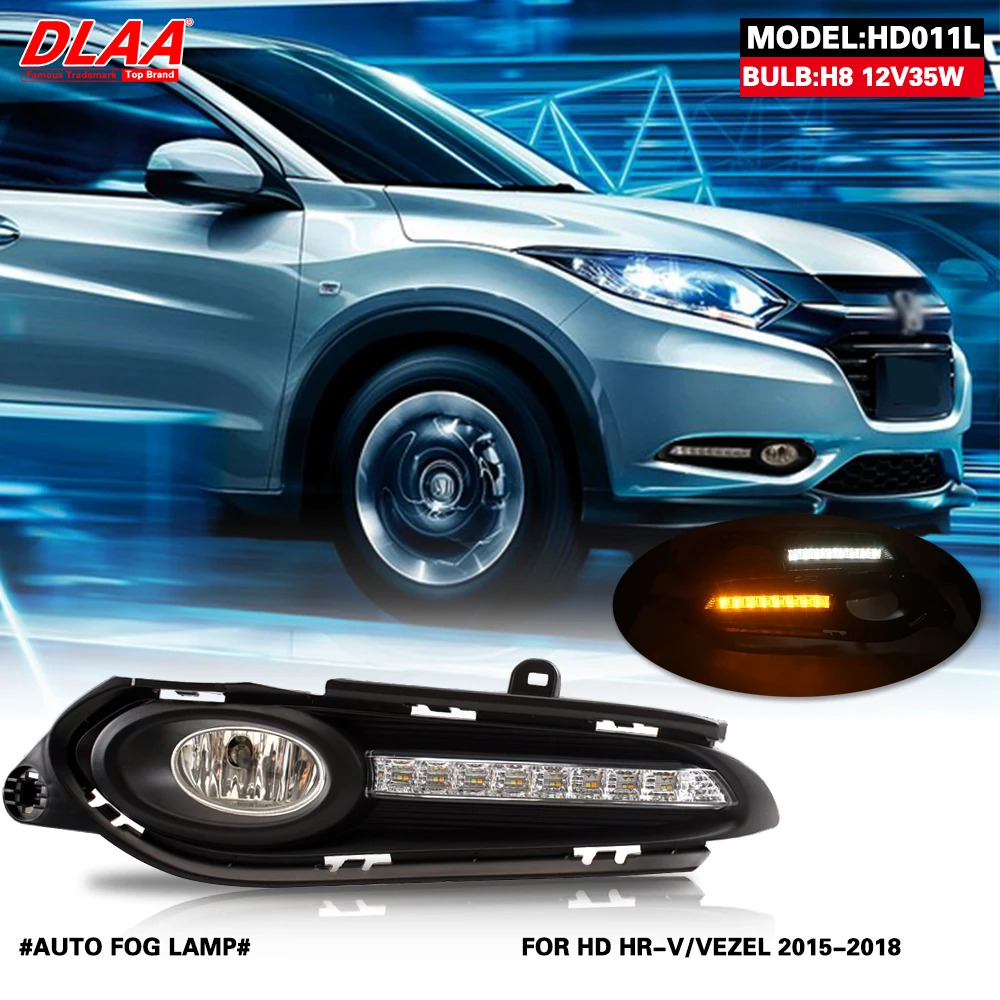 DLAA For HR-V VEZEL 2015 2016 2017 2018 Front Fog Lights Car Styling Spot Light Fog Lamps With Switch - 1 Pair