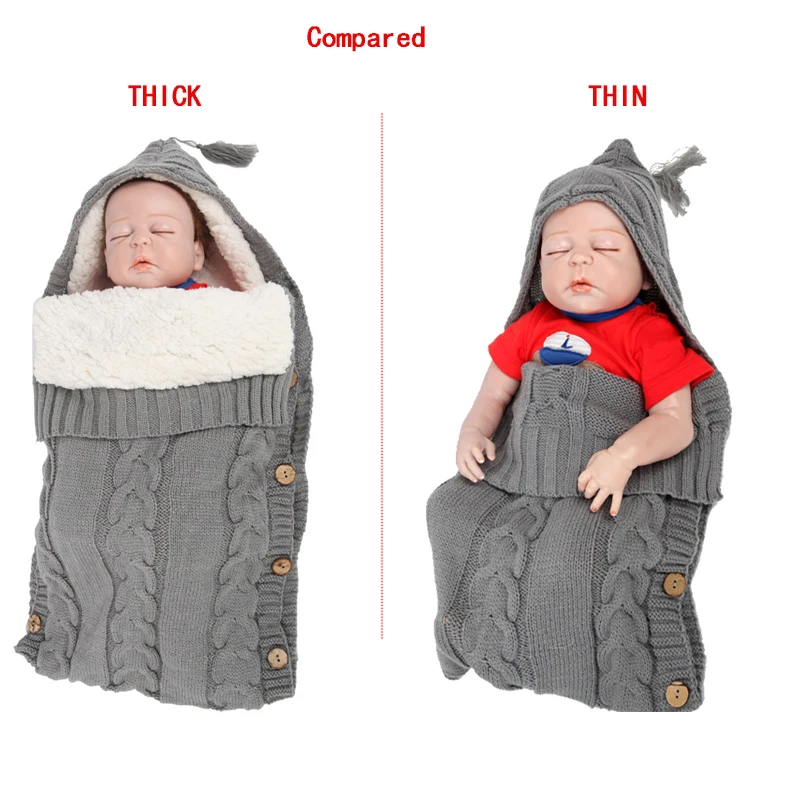 Warm Thick Knitted Baby Robes Sleeping Bag Cute Winter Baby Clothing Sleepwear For Girls Boys Sleeper 0-12 months