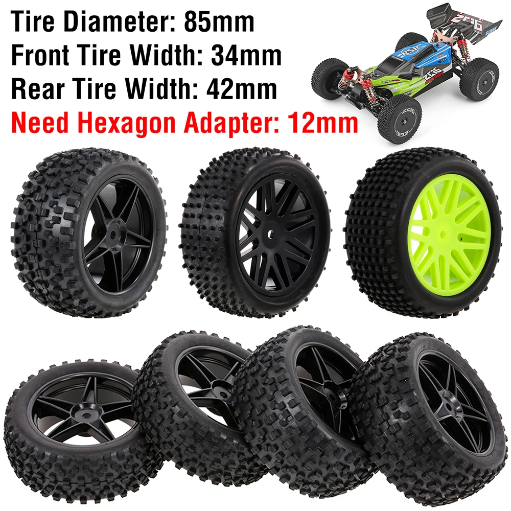 88/75mm Off Road Buggy Tires Wheel 12mm Hex Hubs for Wltoys 144001 1/14 1/16 1/10 Axial Scx10 Traxxas Trx-4 Tamiya RC Racing Car