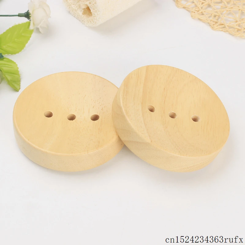 50 Pcs Wooden Soap Holder Natural Wood Soap Dishes Round Soap Storage Holder