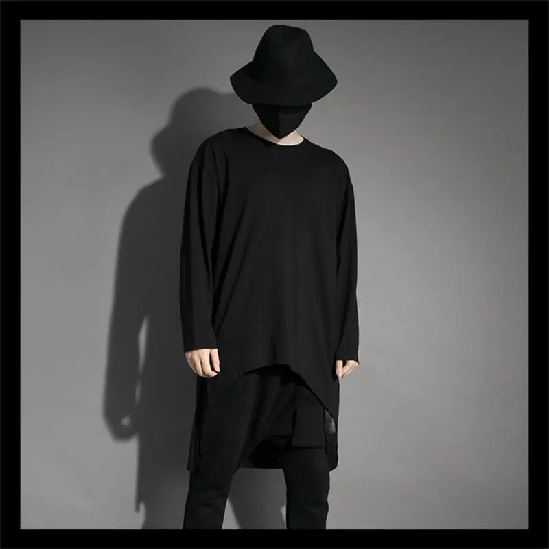 Personality tide brand 2019 spring and summer loose nightclub style performance clothes round neck long-sleeved long-sleeved T-s